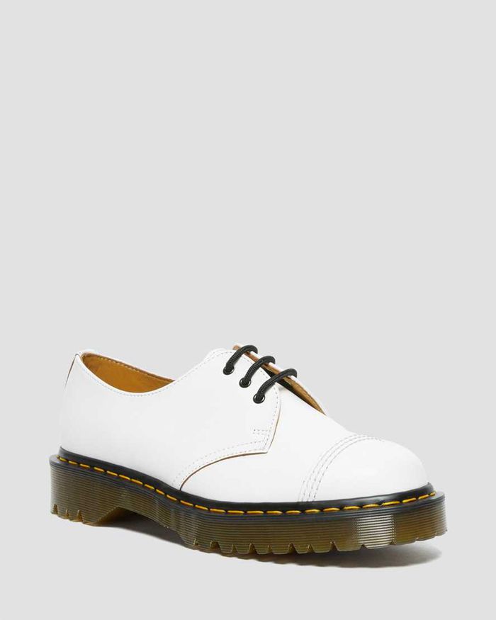 Dr Martens Mens 1461 Bex Made in England Toe Cap Oxfords White - 73685ZQBD